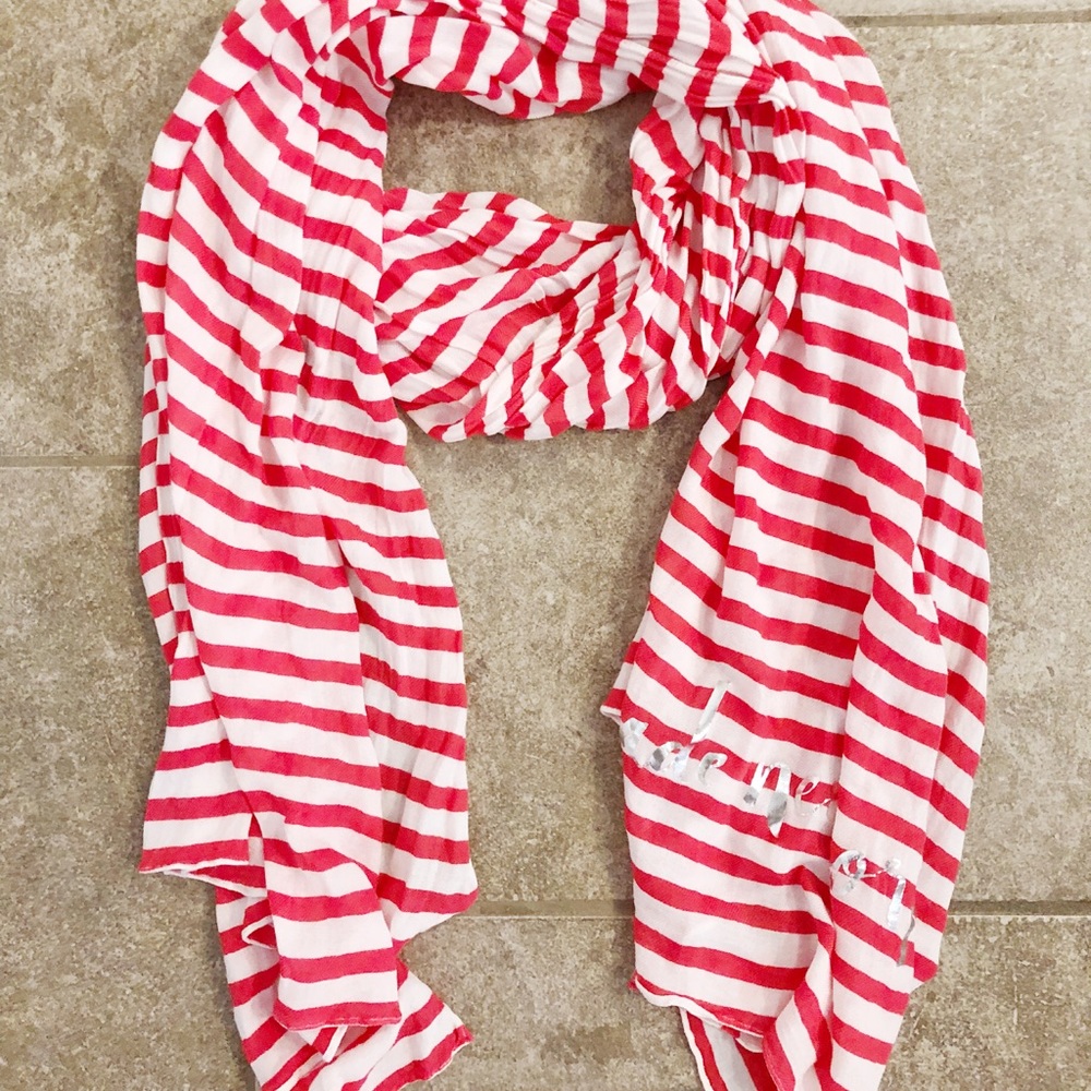 Kate Spade painterly striped scarf coral geranium